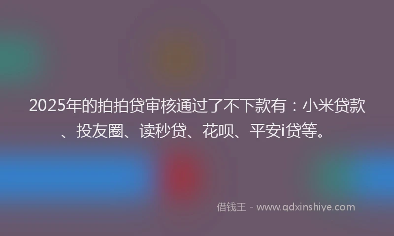 2025年的拍拍贷审核通过了不下款有：小米贷款、投友圈、读秒贷、花呗、平安i贷等。