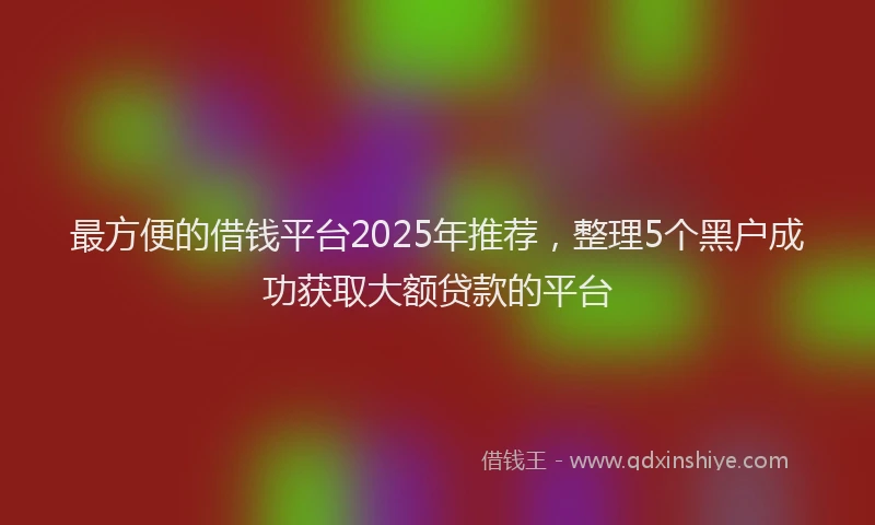 最方便的借钱平台2025年推荐，整理5个黑户成功获取大额贷款的平台