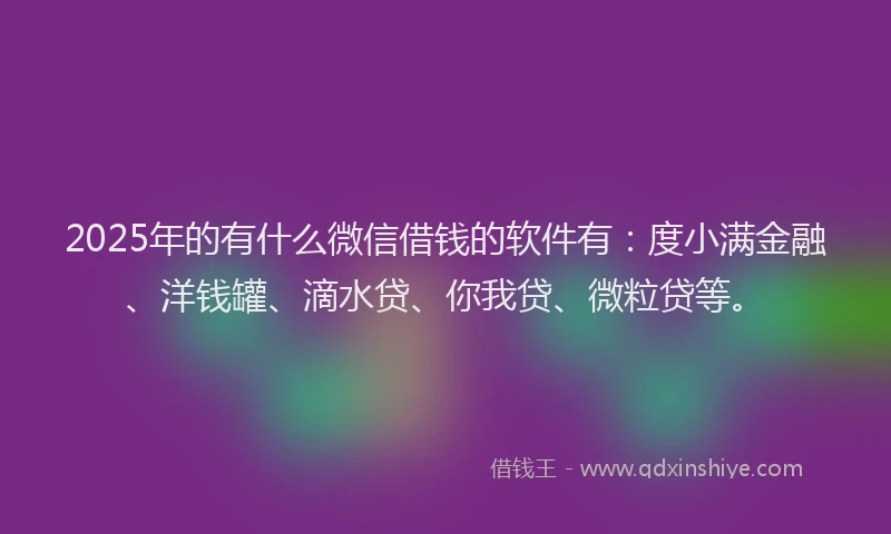 2025年的有什么微信借钱的软件有：度小满金融、洋钱罐、滴水贷、你我贷、微粒贷等。