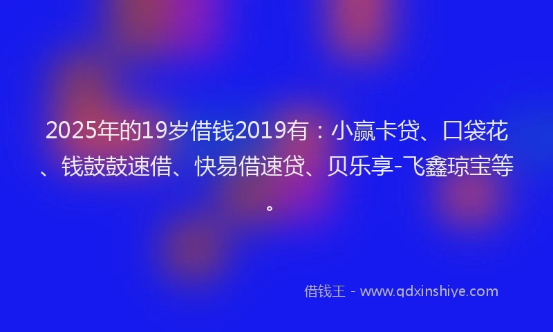2025年的19岁借钱2019有：小赢卡贷、口袋花、钱鼓鼓速借、快易借速贷、贝乐享-飞鑫琼宝等。