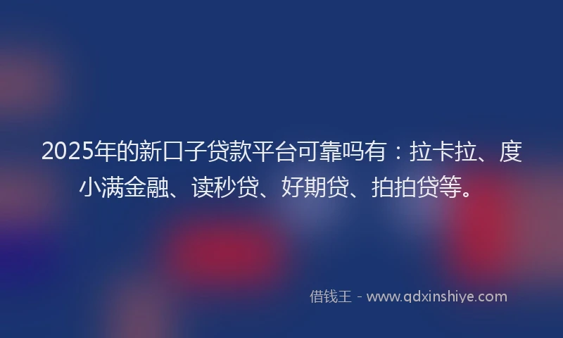 2025年的新口子贷款平台可靠吗有：拉卡拉、度小满金融、读秒贷、好期贷、拍拍贷等。