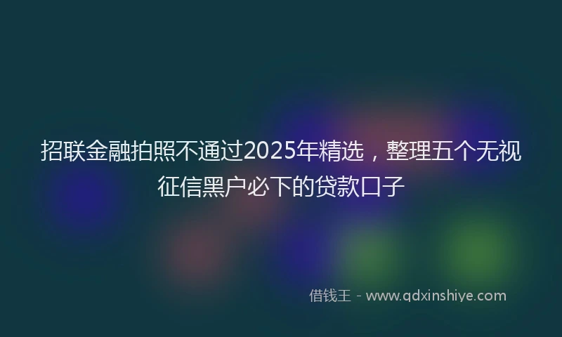 招联金融拍照不通过2025年精选，整理五个无视征信黑户必下的贷款口子