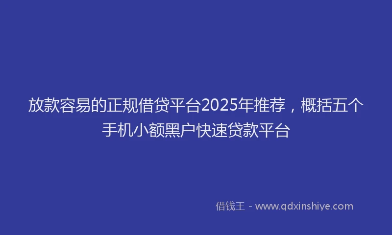 放款容易的正规借贷平台2025年推荐，概括五个手机小额黑户快速贷款平台