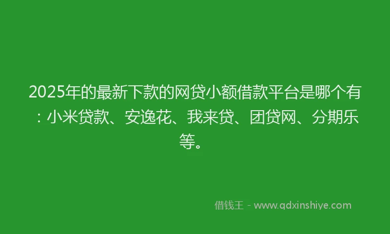 2025年的最新下款的网贷小额借款平台是哪个有：小米贷款、安逸花、我来贷、团贷网、分期乐等。