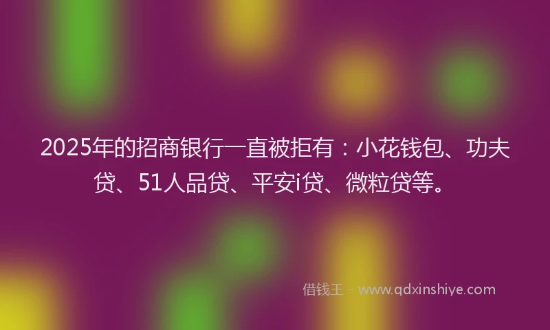 2025年的招商银行一直被拒有：小花钱包、功夫贷、51人品贷、平安i贷、微粒贷等。