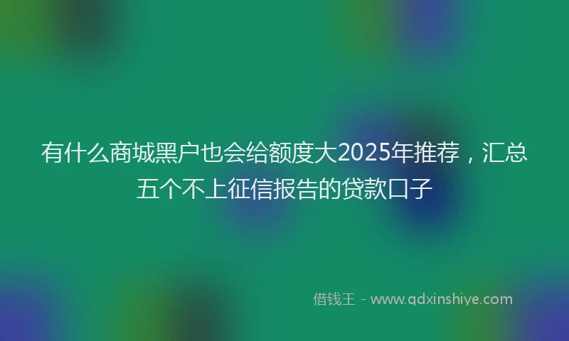 有什么商城黑户也会给额度大2025年推荐，汇总五个不上征信报告的贷款口子