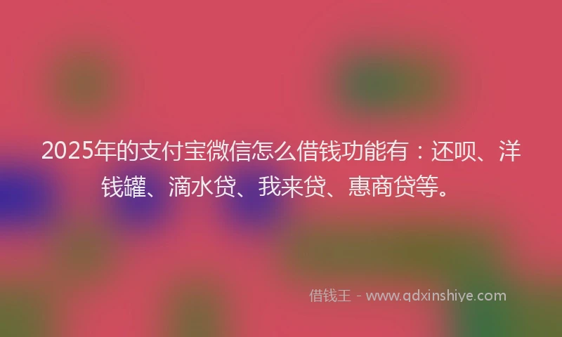 2025年的支付宝微信怎么借钱功能有：还呗、洋钱罐、滴水贷、我来贷、惠商贷等。