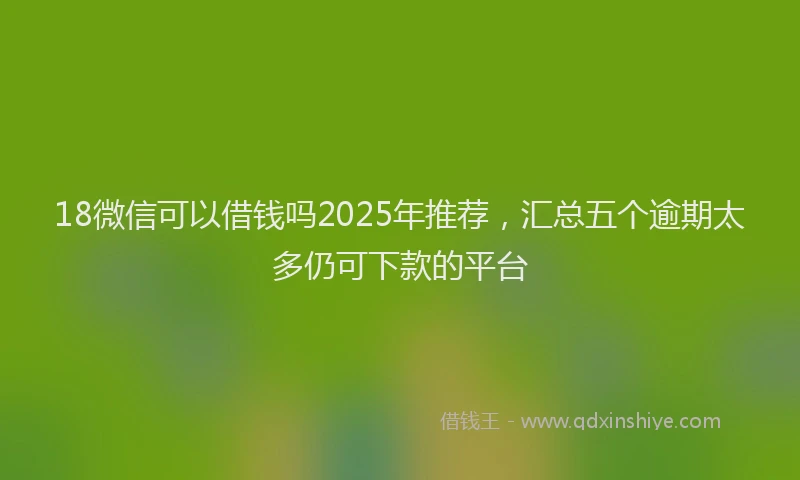 18微信可以借钱吗2025年推荐，汇总五个逾期太多仍可下款的平台