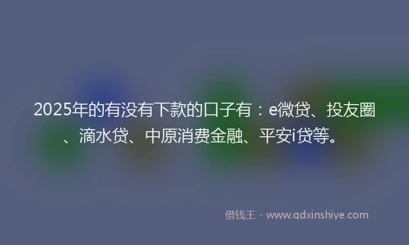 2025年的有没有下款的口子有：e微贷、投友圈、滴水贷、中原消费金融、平安i贷等。
