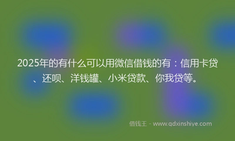 2025年的有什么可以用微信借钱的有：信用卡贷、还呗、洋钱罐、小米贷款、你我贷等。