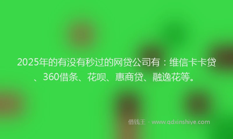 2025年的有没有秒过的网贷公司有：维信卡卡贷、360借条、花呗、惠商贷、融逸花等。