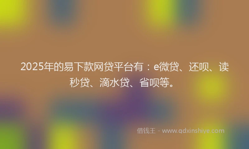 2025年的易下款网贷平台有：e微贷、还呗、读秒贷、滴水贷、省呗等。