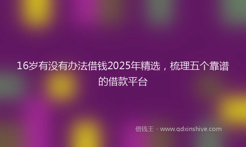 16岁有没有办法借钱2025年精选，梳理五个靠谱的借款平台