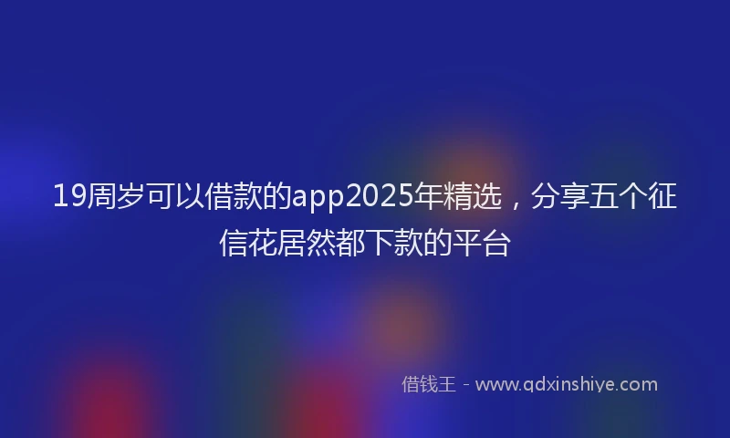 19周岁可以借款的app2025年精选，分享五个征信花居然都下款的平台