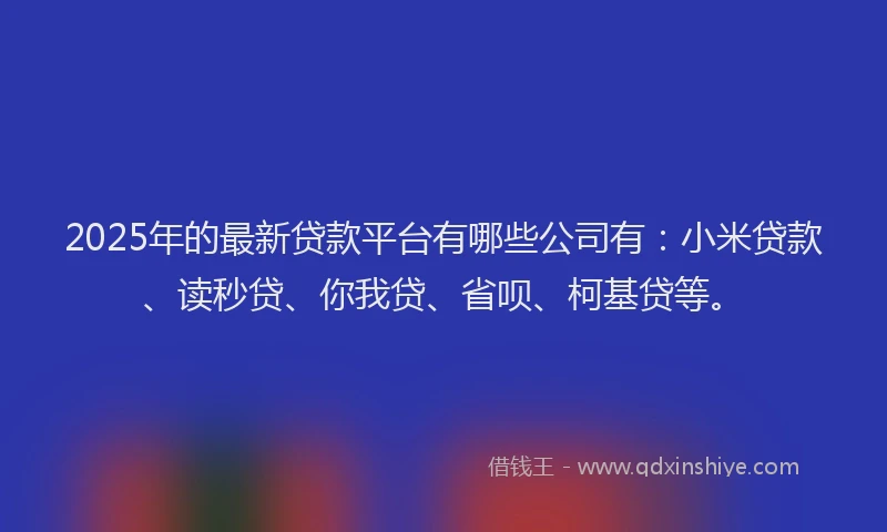 2025年的最新贷款平台有哪些公司有：小米贷款、读秒贷、你我贷、省呗、柯基贷等。