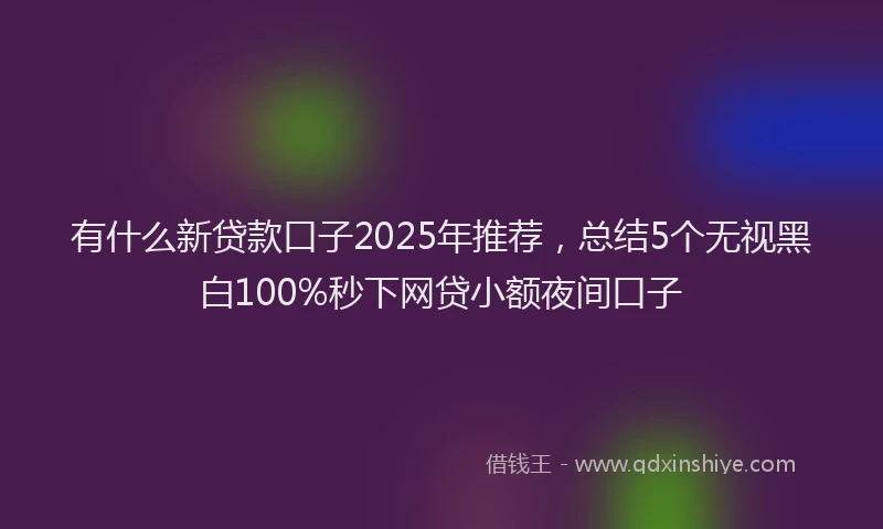 有什么新贷款口子2025年推荐，总结5个无视黑白100%秒下网贷小额夜间口子