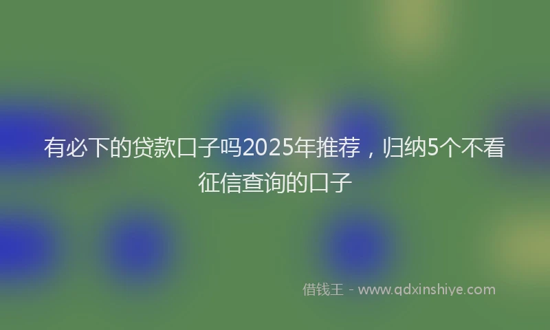 有必下的贷款口子吗2025年推荐，归纳5个不看征信查询的口子
