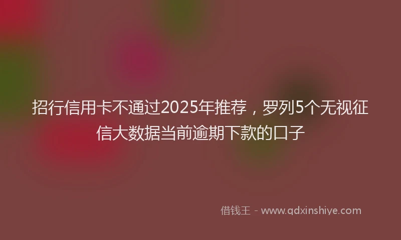 招行信用卡不通过2025年推荐，罗列5个无视征信大数据当前逾期下款的口子