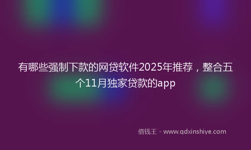 有哪些强制下款的网贷软件2025年推荐，整合五个11月独家贷款的app