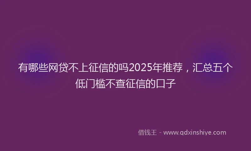 有哪些网贷不上征信的吗2025年推荐，汇总五个低门槛不查征信的口子