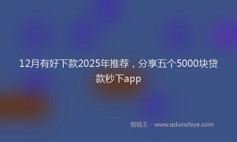 12月有好下款2025年推荐，分享五个5000块贷款秒下app