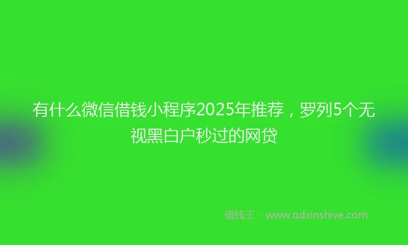 有什么微信借钱小程序2025年推荐，罗列5个无视黑白户秒过的网贷