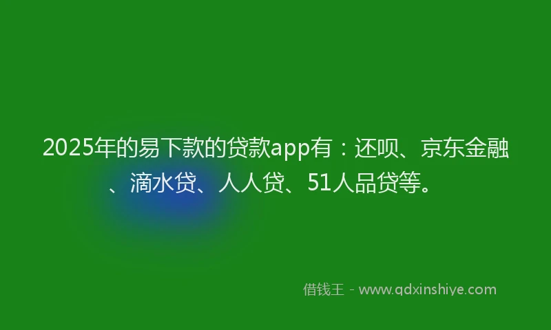 2025年的易下款的贷款app有：还呗、京东金融、滴水贷、人人贷、51人品贷等。