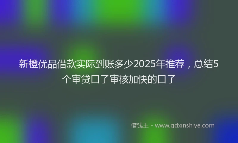 新橙优品借款实际到账多少2025年推荐，总结5个审贷口子审核加快的口子