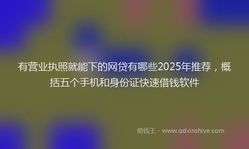 有营业执照就能下的网贷有哪些2025年推荐，概括五个手机和身份证快速借钱软件