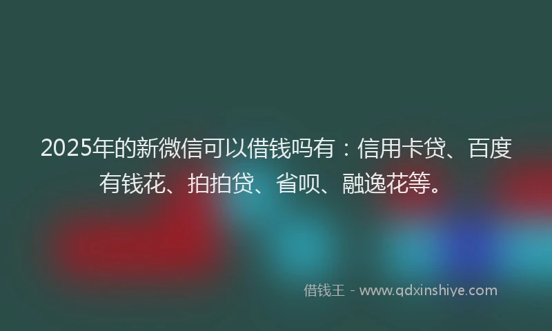 2025年的新微信可以借钱吗有：信用卡贷、百度有钱花、拍拍贷、省呗、融逸花等。