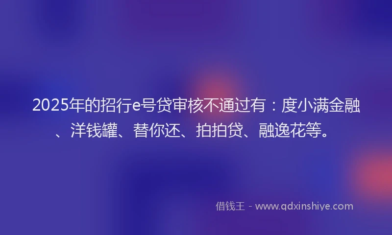 2025年的招行e号贷审核不通过有：度小满金融、洋钱罐、替你还、拍拍贷、融逸花等。
