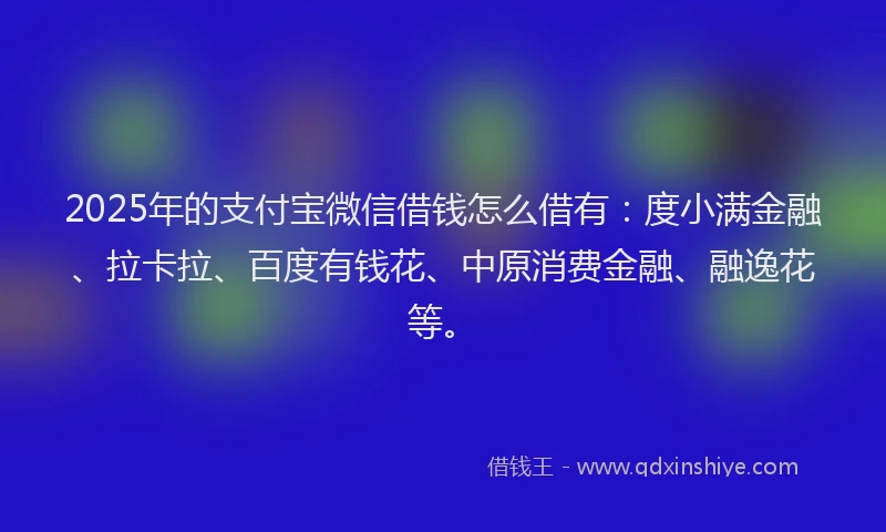 2025年的支付宝微信借钱怎么借有：度小满金融、拉卡拉、百度有钱花、中原消费金融、融逸花等。