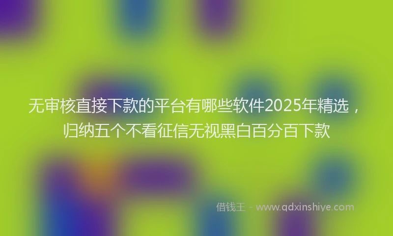 无审核直接下款的平台有哪些软件2025年精选，归纳五个不看征信无视黑白百分百下款