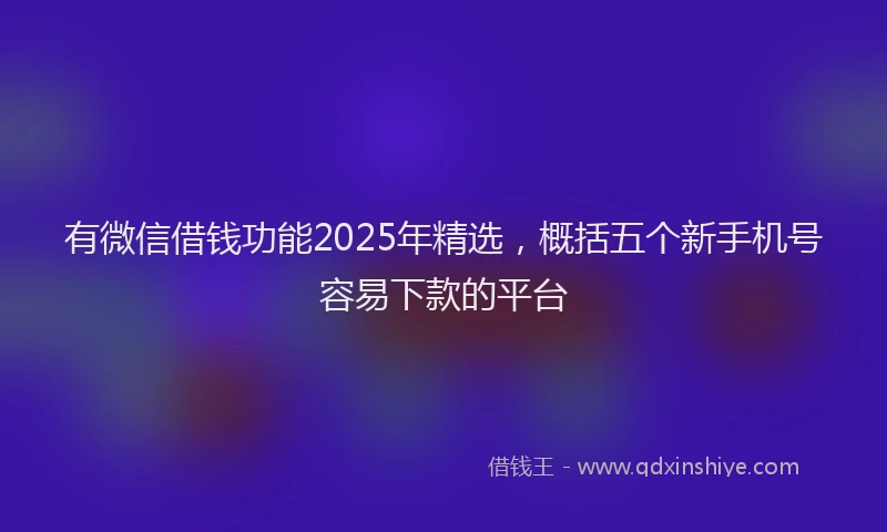 有微信借钱功能2025年精选，概括五个新手机号容易下款的平台