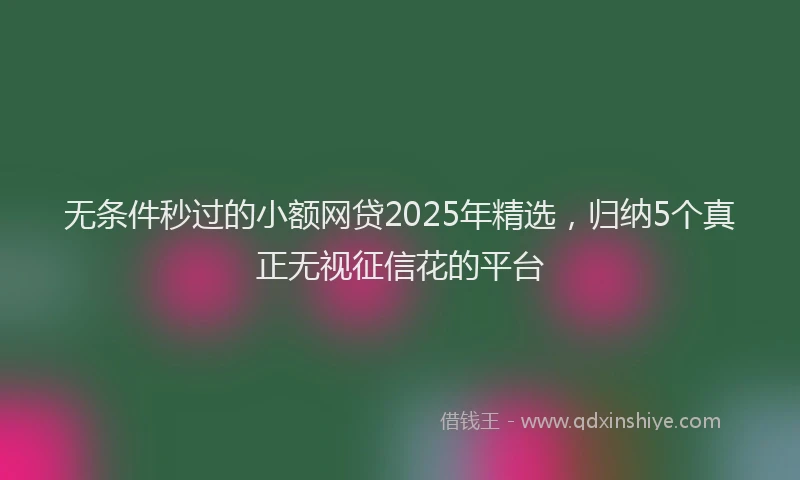 无条件秒过的小额网贷2025年精选，归纳5个真正无视征信花的平台