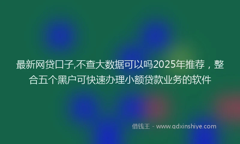 最新网贷口子,不查大数据可以吗2025年推荐，整合五个黑户可快速办理小额贷款业务的软件