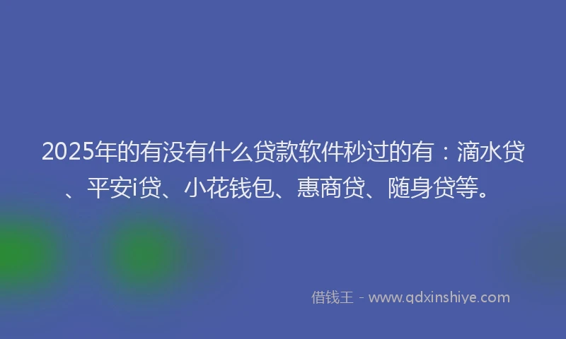 2025年的有没有什么贷款软件秒过的有：滴水贷、平安i贷、小花钱包、惠商贷、随身贷等。