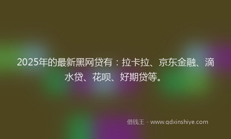 2025年的最新黑网贷有：拉卡拉、京东金融、滴水贷、花呗、好期贷等。