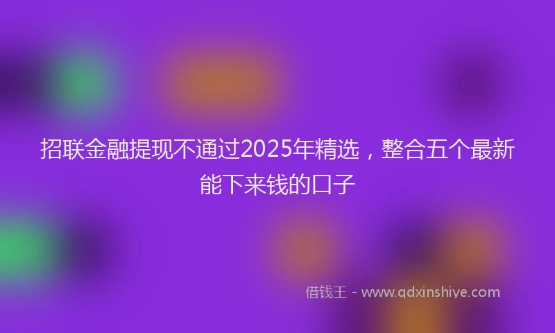招联金融提现不通过2025年精选，整合五个最新能下来钱的口子