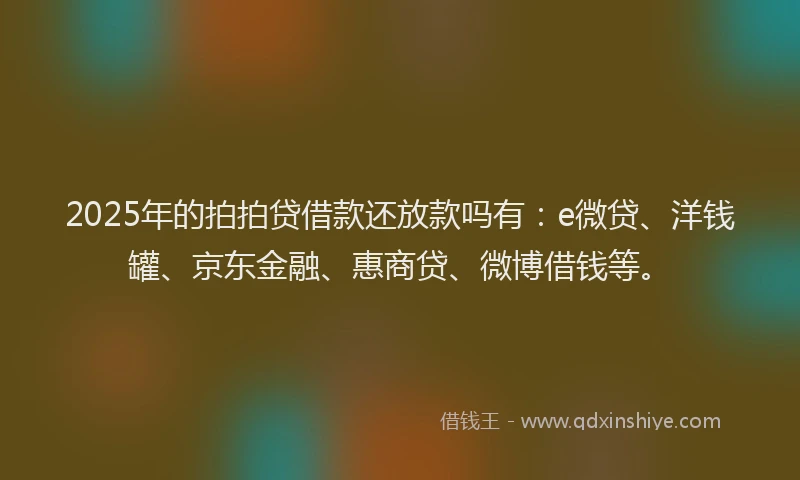 2025年的拍拍贷借款还放款吗有：e微贷、洋钱罐、京东金融、惠商贷、微博借钱等。