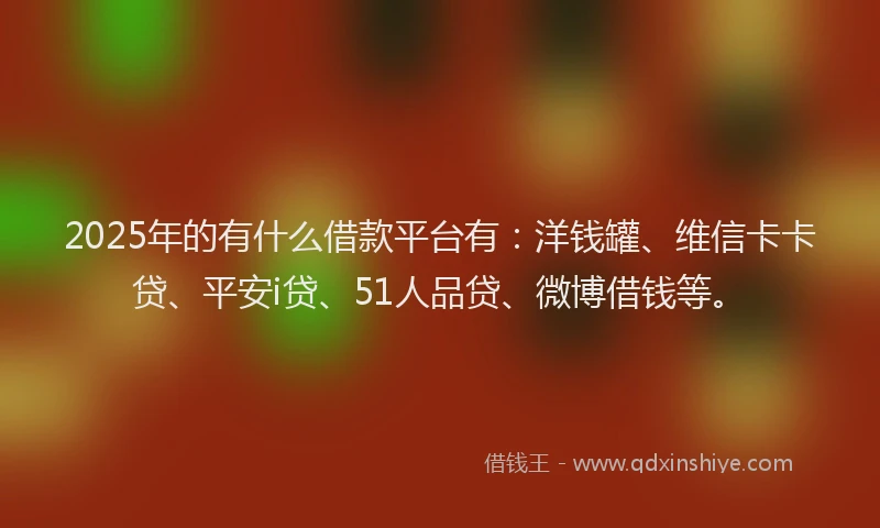 2025年的有什么借款平台有：洋钱罐、维信卡卡贷、平安i贷、51人品贷、微博借钱等。