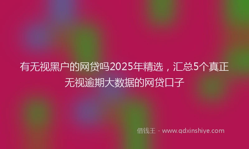 有无视黑户的网贷吗2025年精选，汇总5个真正无视逾期大数据的网贷口子
