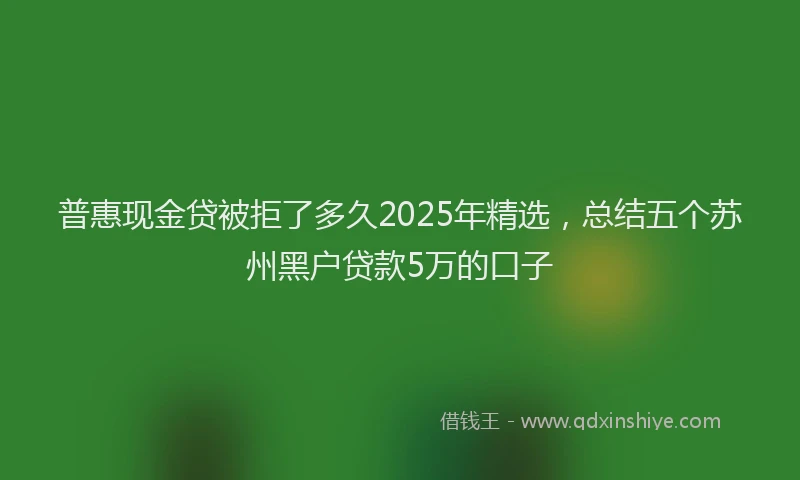 普惠现金贷被拒了多久2025年精选，总结五个苏州黑户贷款5万的口子