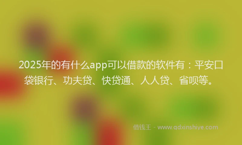 2025年的有什么app可以借款的软件有：平安口袋银行、功夫贷、快贷通、人人贷、省呗等。