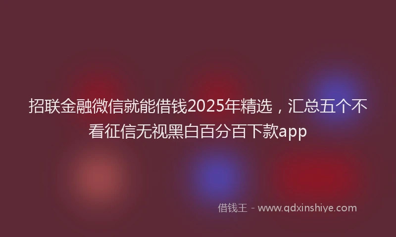 招联金融微信就能借钱2025年精选，汇总五个不看征信无视黑白百分百下款app