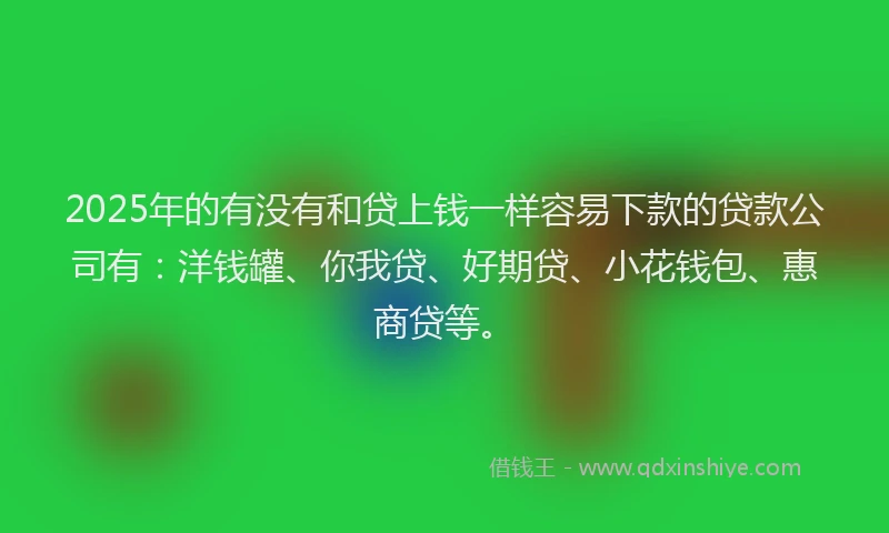 2025年的有没有和贷上钱一样容易下款的贷款公司有：洋钱罐、你我贷、好期贷、小花钱包、惠商贷等。