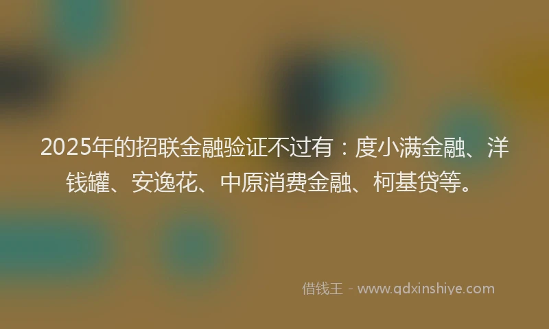 2025年的招联金融验证不过有：度小满金融、洋钱罐、安逸花、中原消费金融、柯基贷等。