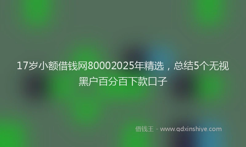 17岁小额借钱网80002025年精选，总结5个无视黑户百分百下款口子