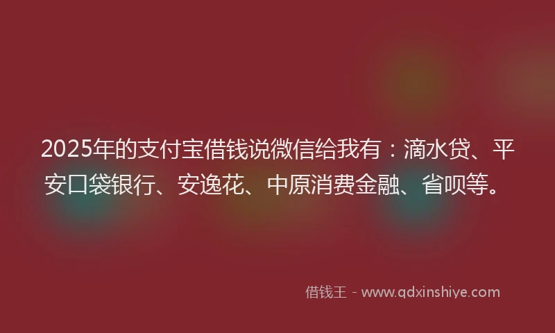 2025年的支付宝借钱说微信给我有：滴水贷、平安口袋银行、安逸花、中原消费金融、省呗等。
