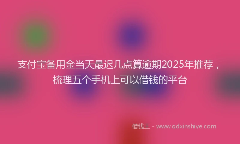 支付宝备用金当天最迟几点算逾期2025年推荐，梳理五个手机上可以借钱的平台